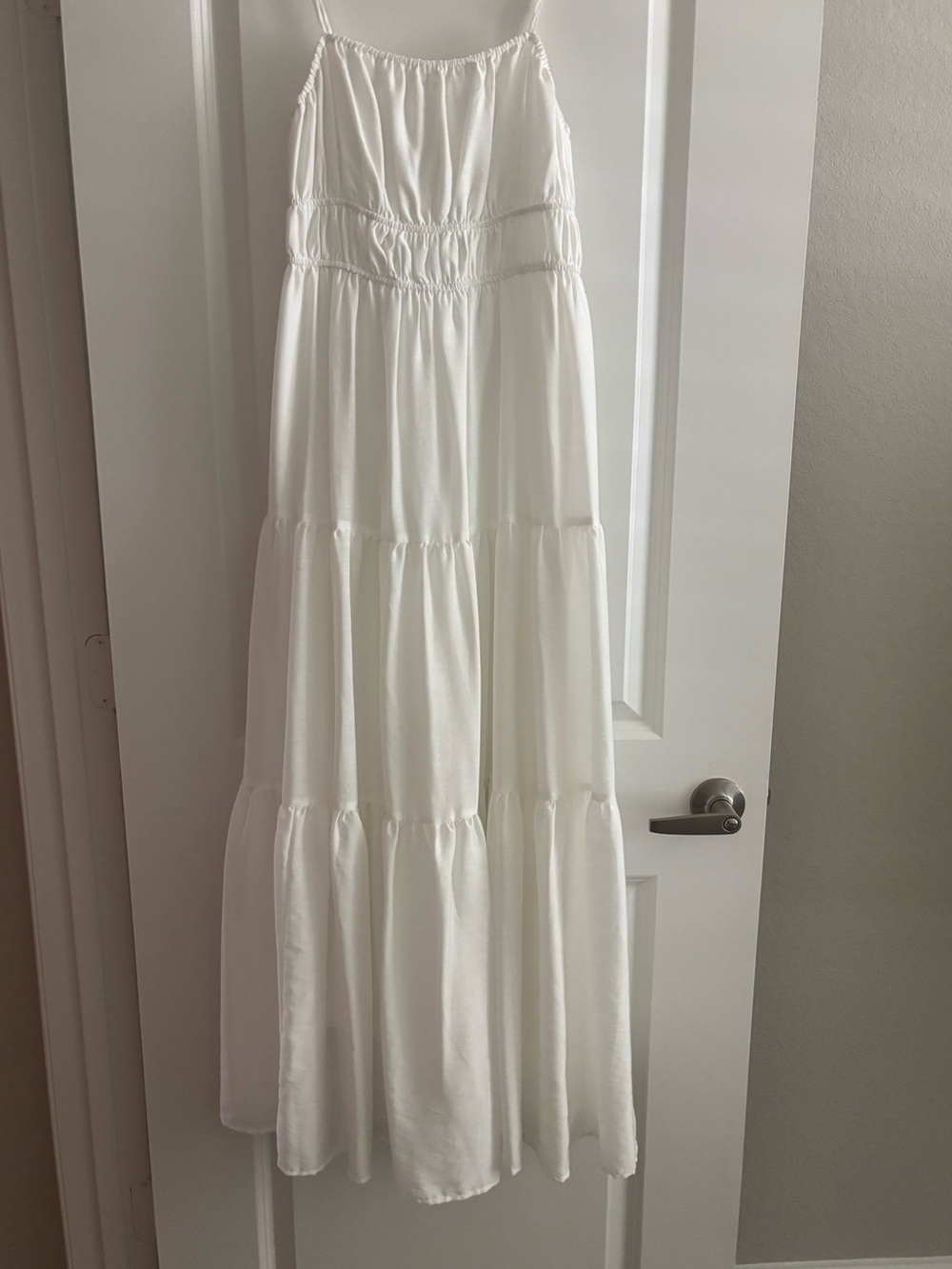 White Linen Spaghetti Strap Maxi Dress- NEW